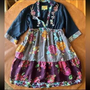 Johnny Was Floral Silk Tunic size medium